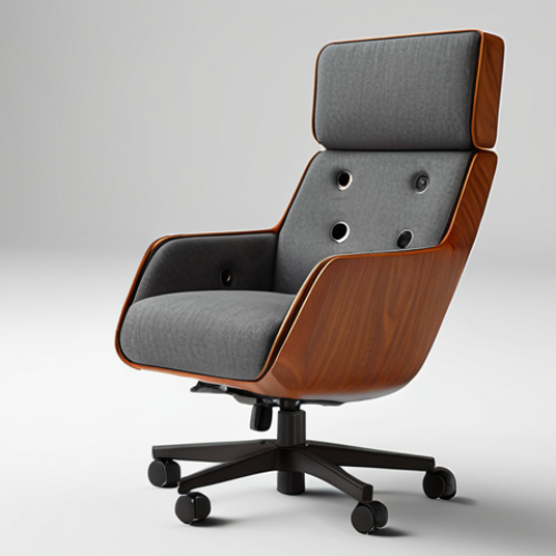 **A detailed 3D model of a modern chair design** featuring adjustable back height, tilt angle, and fabric material, showcasing the precision and flexibility of CAD software.